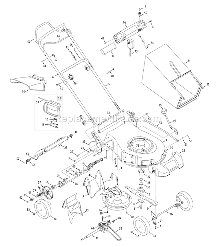 Page A Diagram and Parts List for 2009 Troy-Bilt Lawn Mower