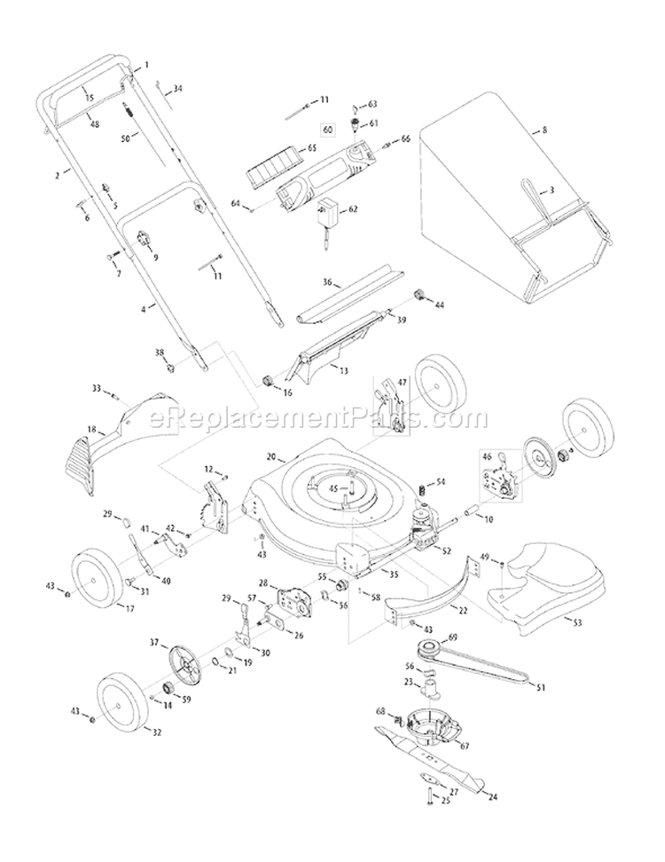 Page A Diagram and Parts List for 2008 Troy-Bilt Lawn Mower