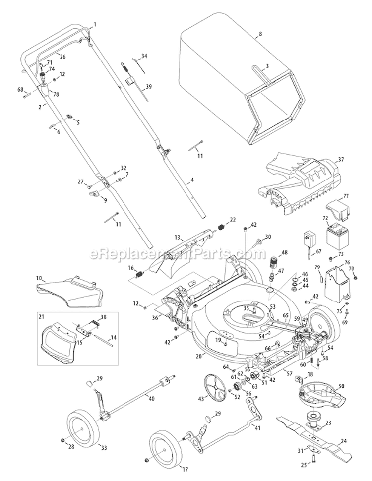 Page A Diagram and Parts List for 2010 Troy-Bilt Lawn Mower