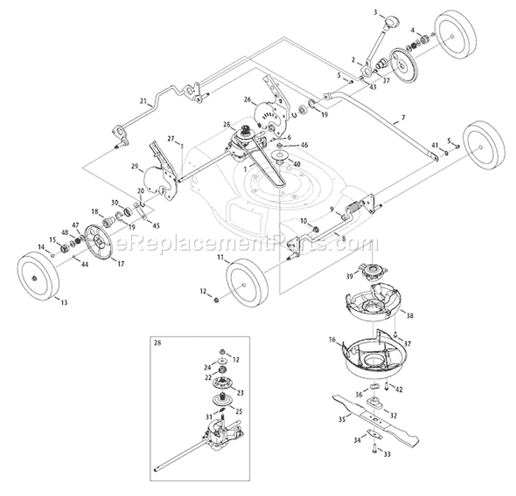 Page A Diagram and Parts List for 2009 Troy-Bilt Lawn Mower
