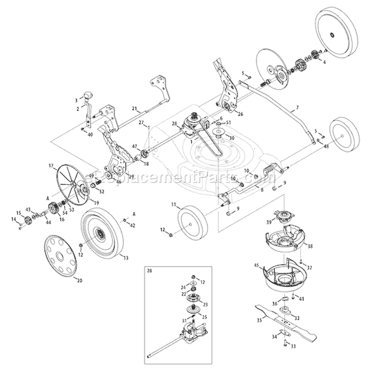 Page A Diagram and Parts List for 2009 Troy-Bilt Lawn Mower