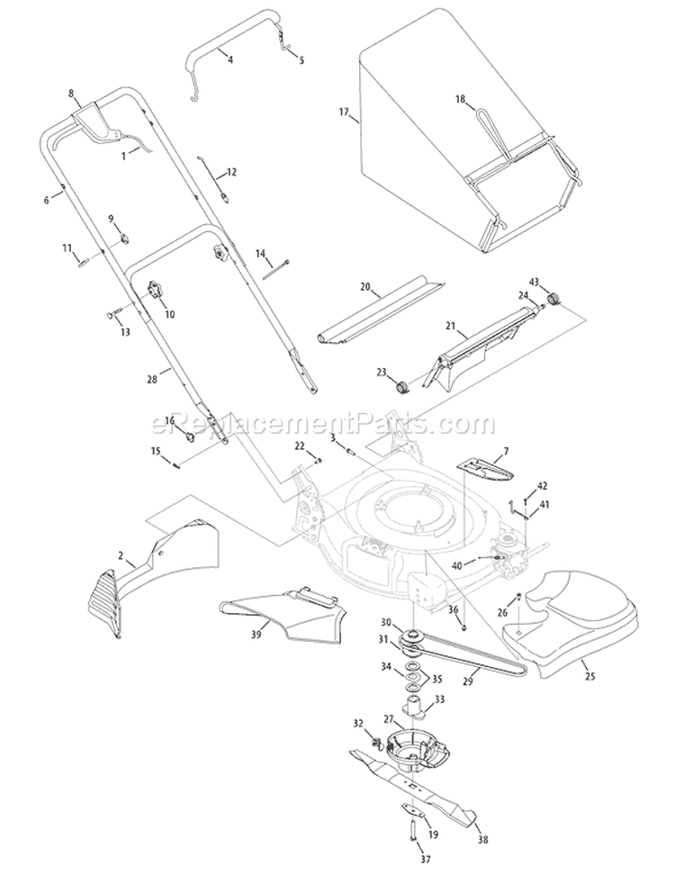 Page B Diagram and Parts List for 2008 Troy-Bilt Lawn Mower