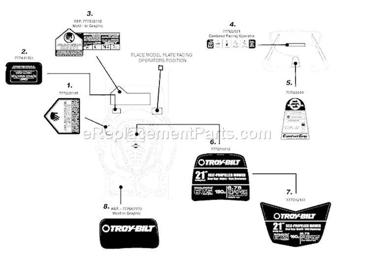 Page C Diagram and Parts List for 2008 Troy-Bilt Lawn Mower