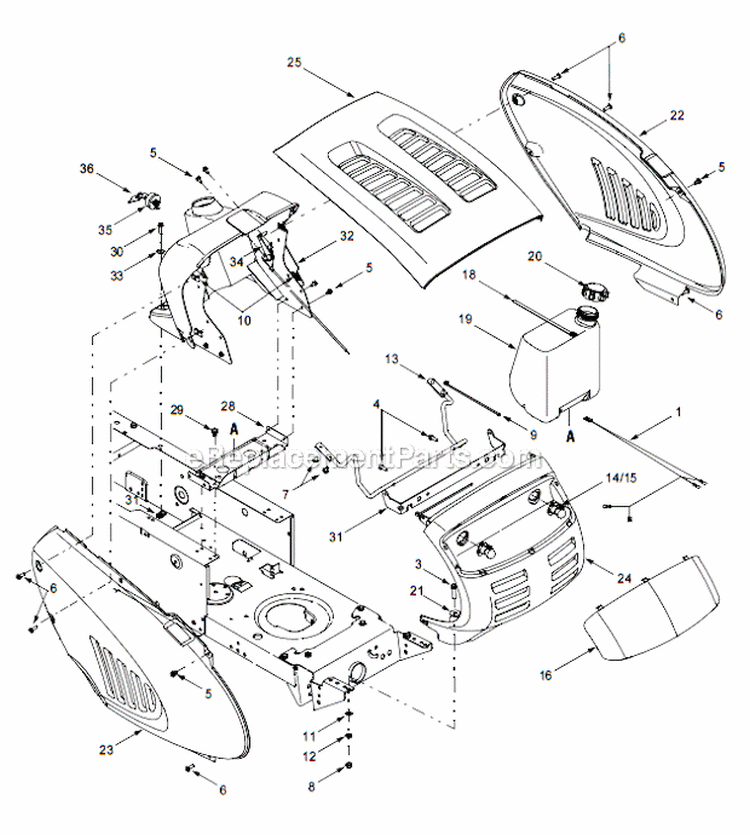 Page B Diagram and Parts List for  Troy-Bilt Lawn Tractor