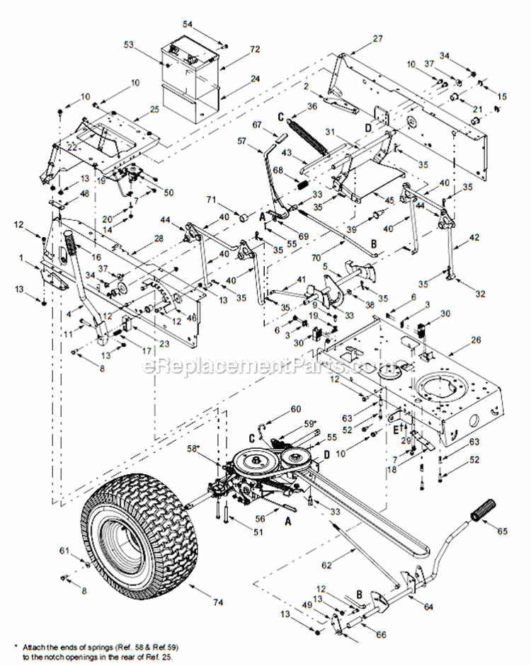 Page E Diagram and Parts List for  Troy-Bilt Lawn Tractor