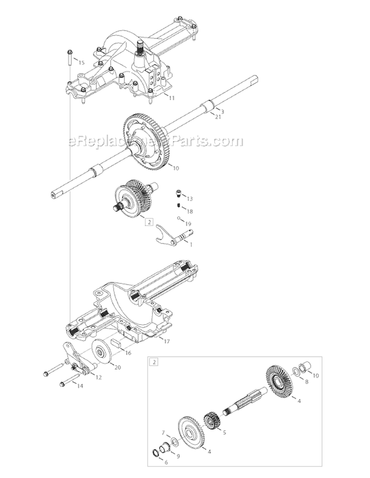 Transmission Diagram and Parts List for Pony -2008 Troy-Bilt Lawn Tractor