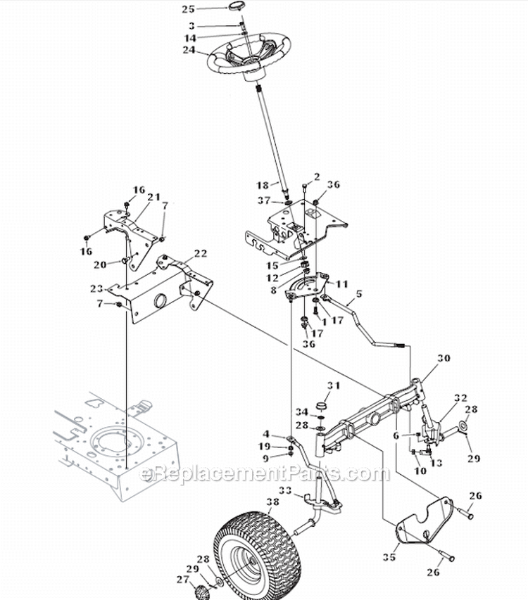 Page B Diagram and Parts List for  Troy-Bilt Lawn Tractor