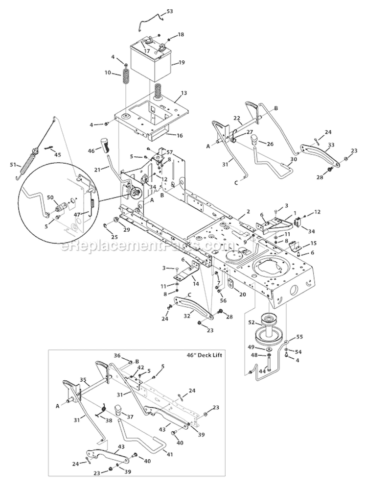 Page C Diagram and Parts List for Bronco -2011 Troy-Bilt Lawn Tractor
