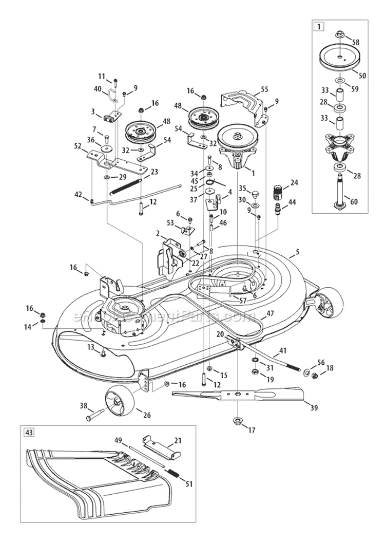 Page G Diagram and Parts List for Bronco -2011 Troy-Bilt Lawn Tractor