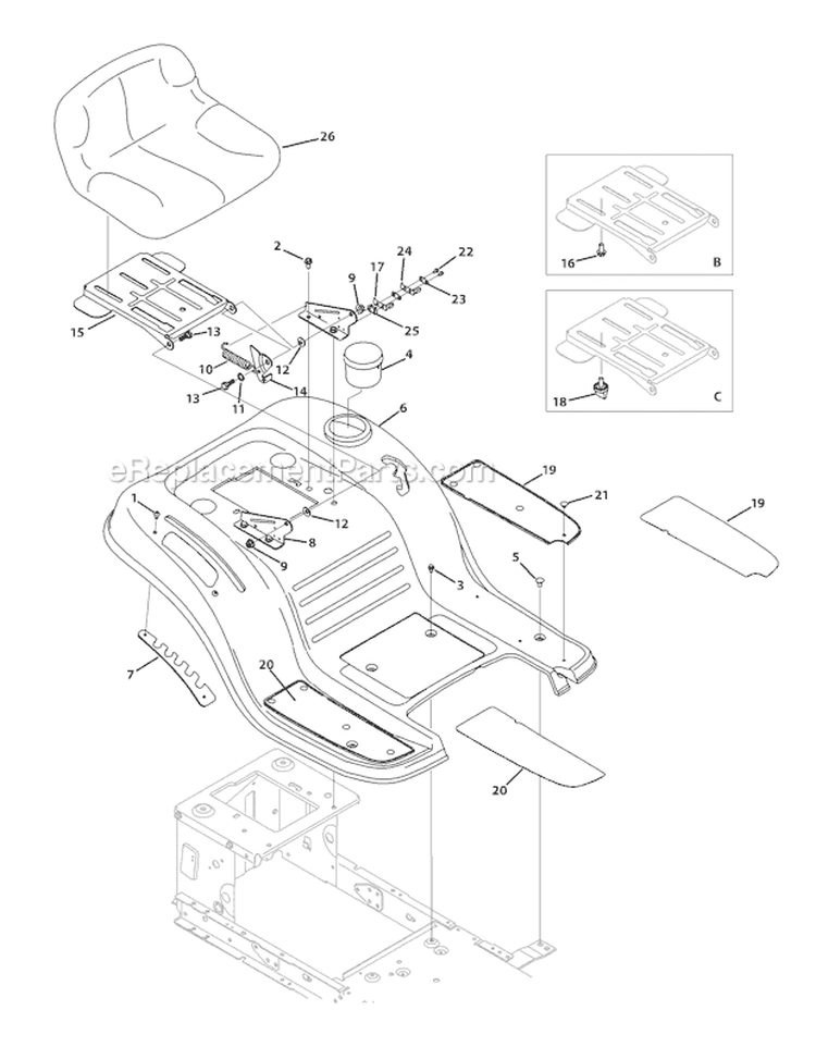 Page H Diagram and Parts List for Bronco -2011 Troy-Bilt Lawn Tractor