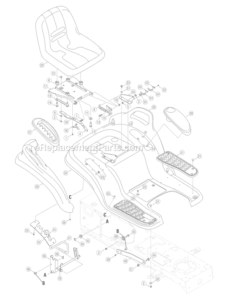 Page F Diagram and Parts List for GT54 -2006 Troy-Bilt Lawn Tractor