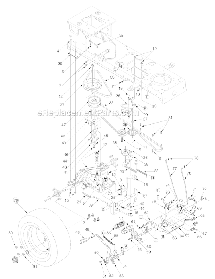 Page C Diagram and Parts List for Horse -2004 Troy-Bilt Lawn Tractor