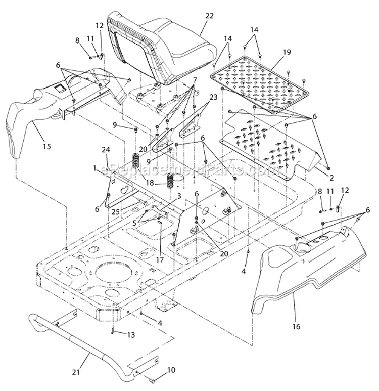 Operators Platform Diagram and Parts List for 2008 Troy-Bilt Lawn Tractor