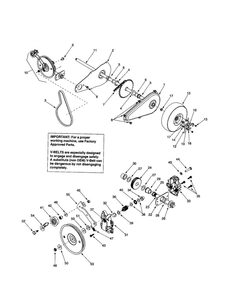 Chain Case/Transmission Diagram and Parts List for 2002 Troy-Bilt Chipper Shredder