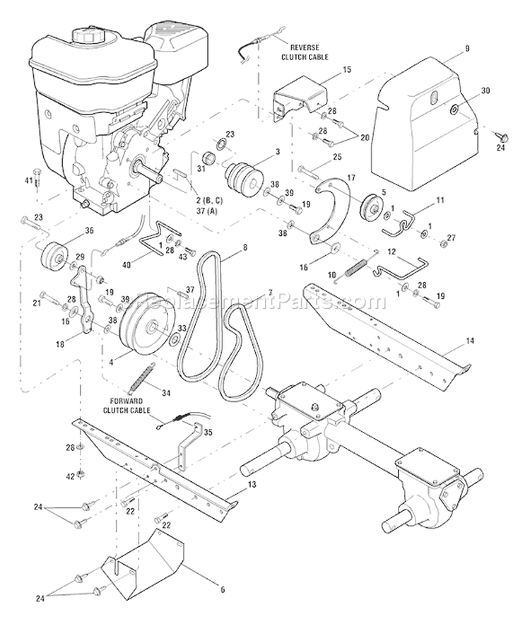 Page C Diagram and Parts List for 2003 Troy-Bilt Tiller