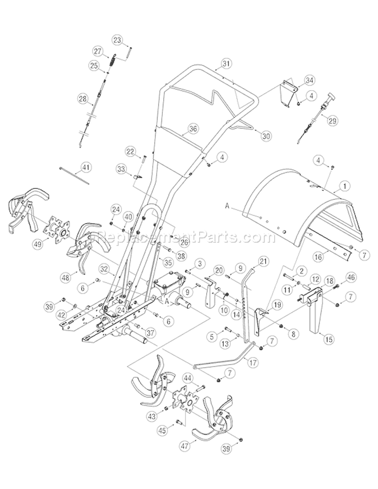 Page C Diagram and Parts List for 2006 Troy-Bilt Tiller
