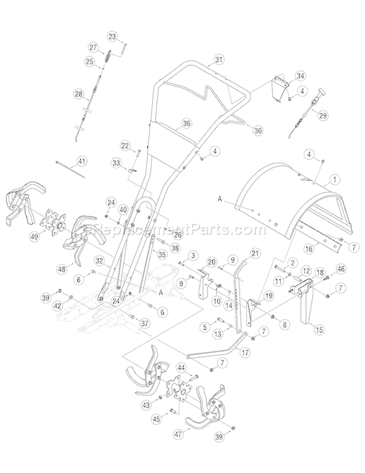 Page C Diagram and Parts List for 2007 Troy-Bilt Tiller