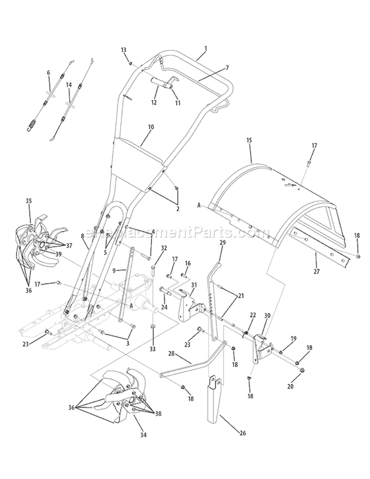 Page C Diagram and Parts List for 2008 Troy-Bilt Tiller