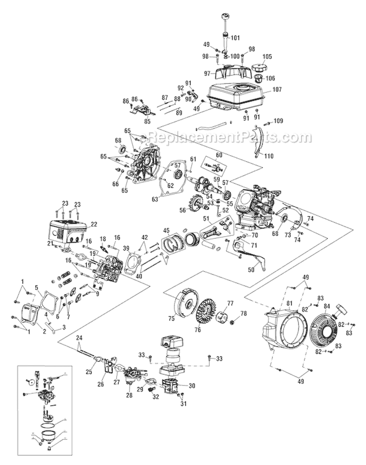 Page B Diagram and Parts List for 2009 Troy-Bilt Tiller