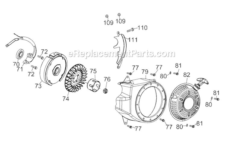 Page E Diagram and Parts List for 2011 Troy-Bilt Tiller