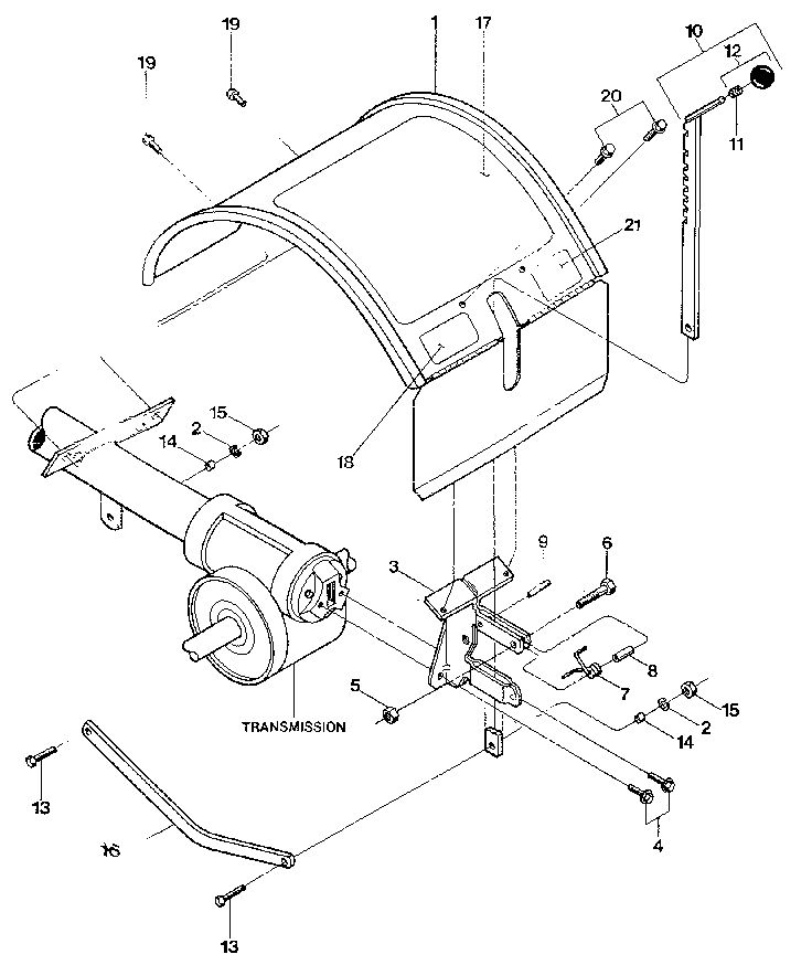 Hood, Bracket And Depth Regulator Diagram and Parts List for S0242650 AND UP Troy-Bilt Tiller