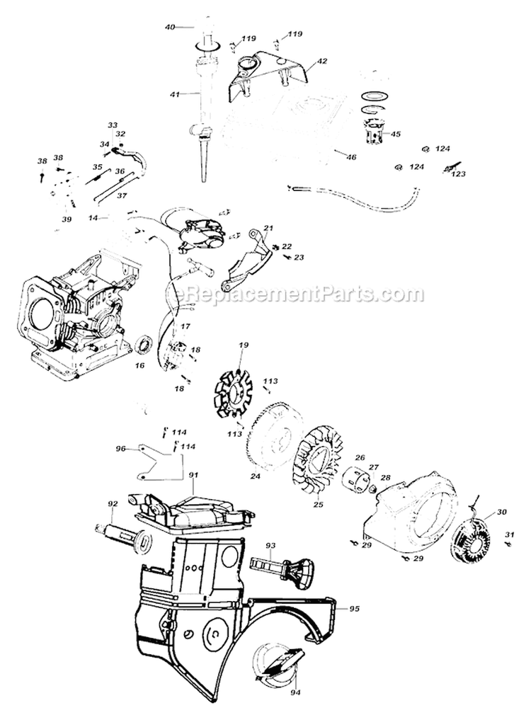 Engine 2 Diagram and Parts List for 2008 Troy-Bilt Snow Blower