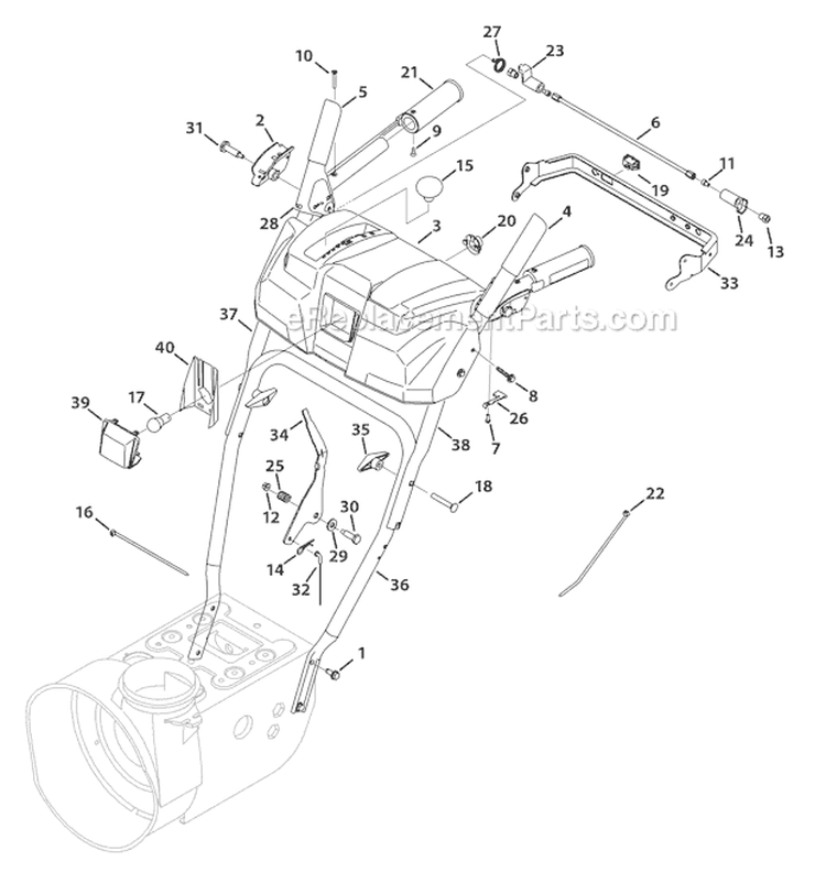 N, P & Q-Style Panel Diagram and Parts List for 2011 Troy-Bilt Snow Blower