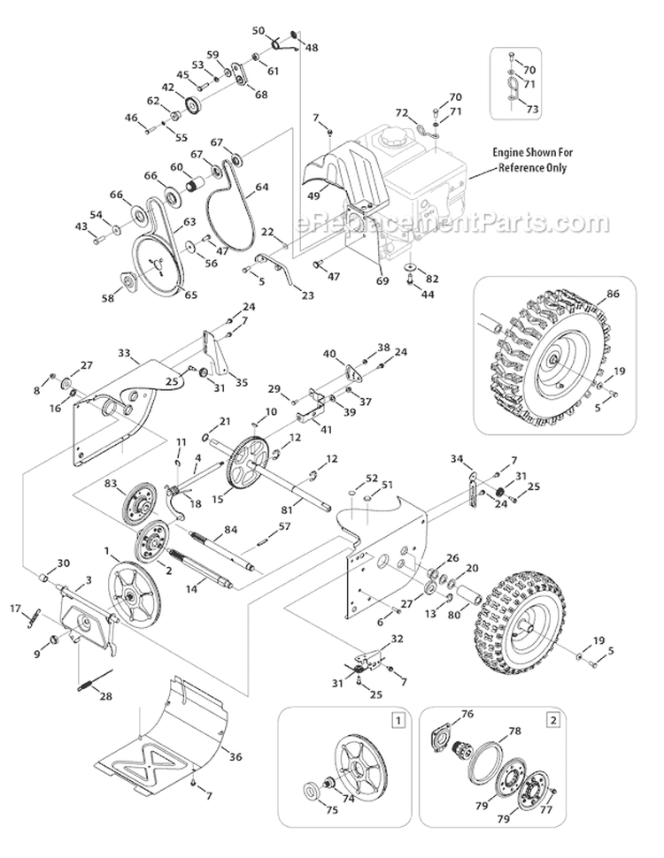 Drive System Diagram and Parts List for 2011 Troy-Bilt