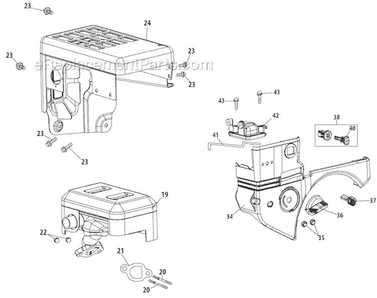 Muffler and Air Housing Diagram and Parts List for 2012 Troy-Bilt Snow Blower