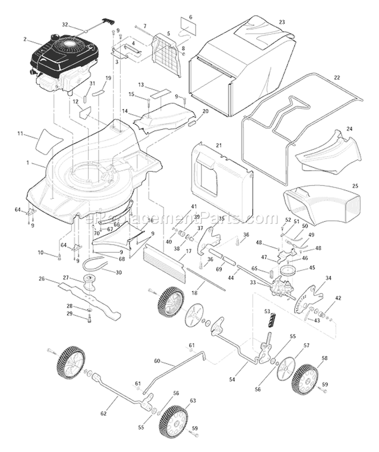 Page A Diagram and Parts List for  Troy-Bilt Lawn Mower