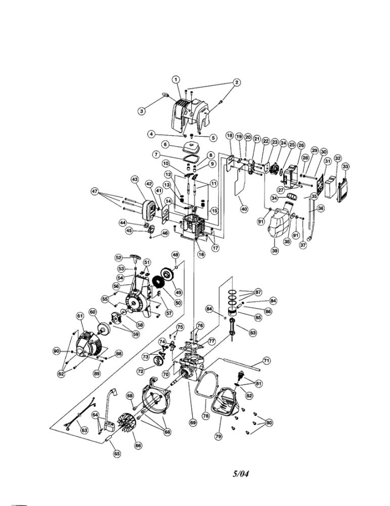Engine Parts 2 Diagram and Parts List for  Troy-Bilt Cultivator