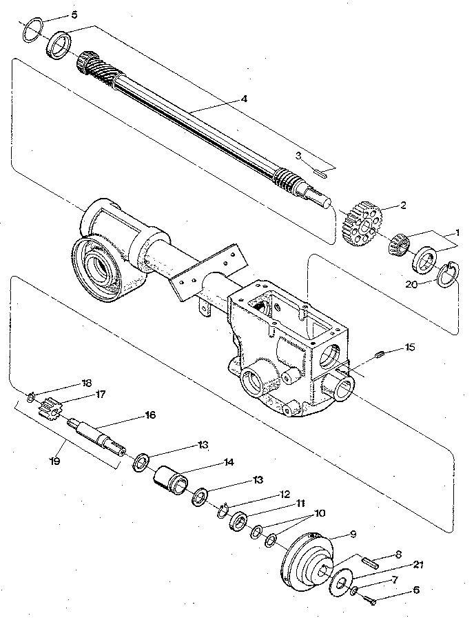 Drive Shaft, Input Pinion Shaft And Gear Assemblies Diagram and Parts List for S0242650 AND UP Troy-Bilt Tiller
