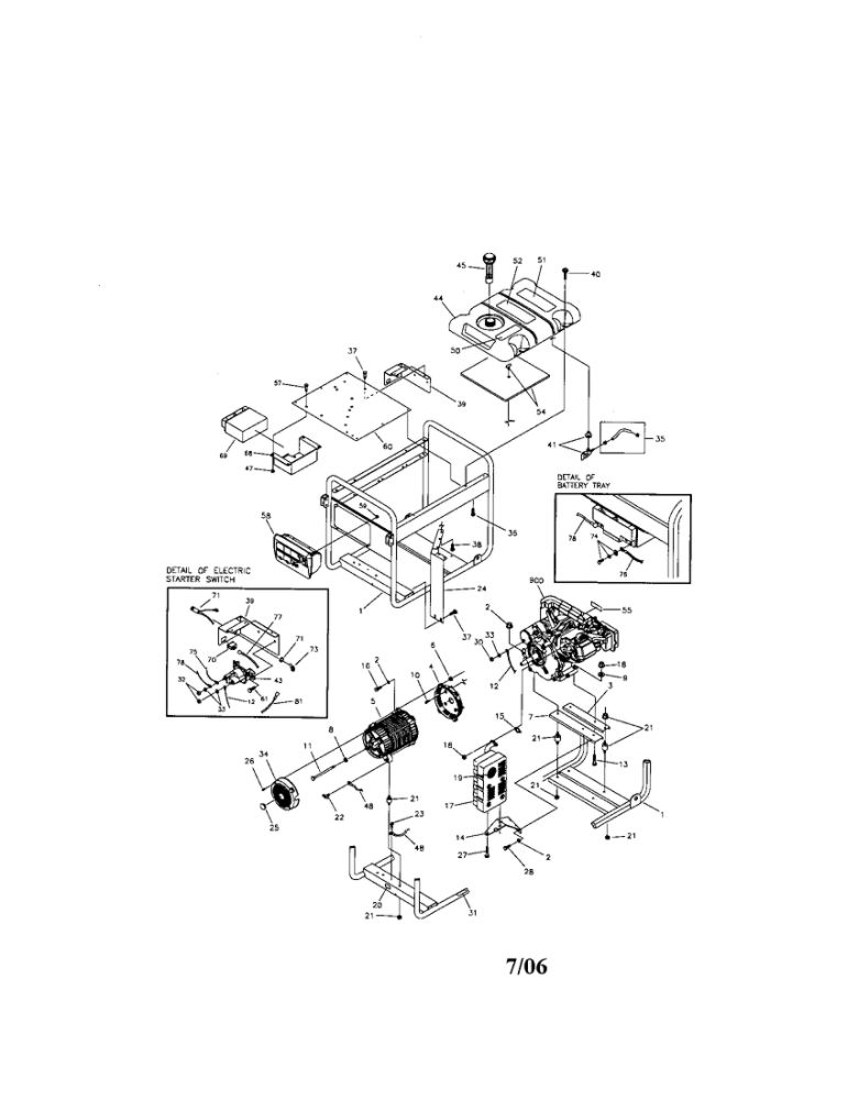Main Unit 3 Diagram and Parts List for  Troy-Bilt Generator
