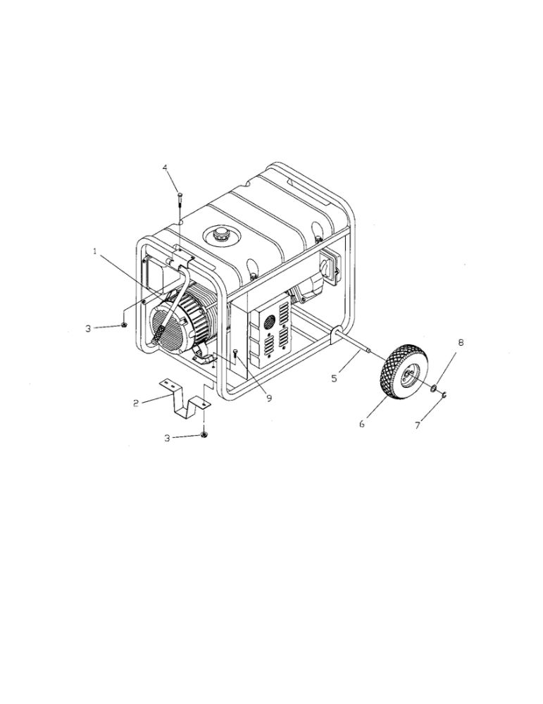Wheel Kit Assembly Diagram and Parts List for  Troy-Bilt Generator