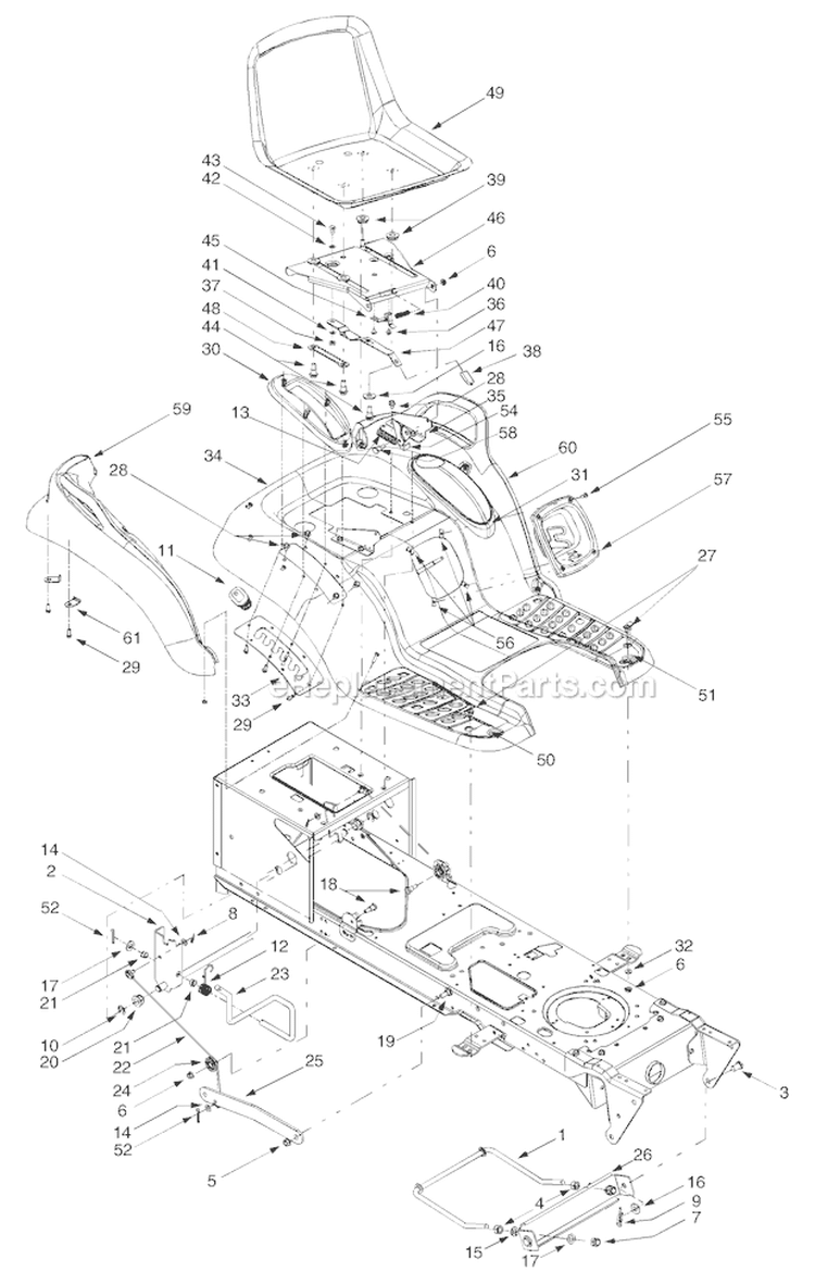 Page B Diagram and Parts List for 14AZ809H063 -2003 Troy-Bilt Lawn Tractor