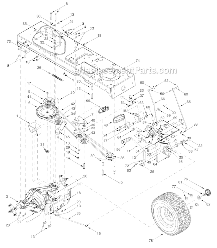 Page C Diagram and Parts List for 14AZ809H063 -2003 Troy-Bilt Lawn Tractor