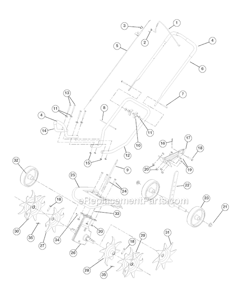 Page B Diagram and Parts List for 21BK146G966 -2011 Troy-Bilt Tiller