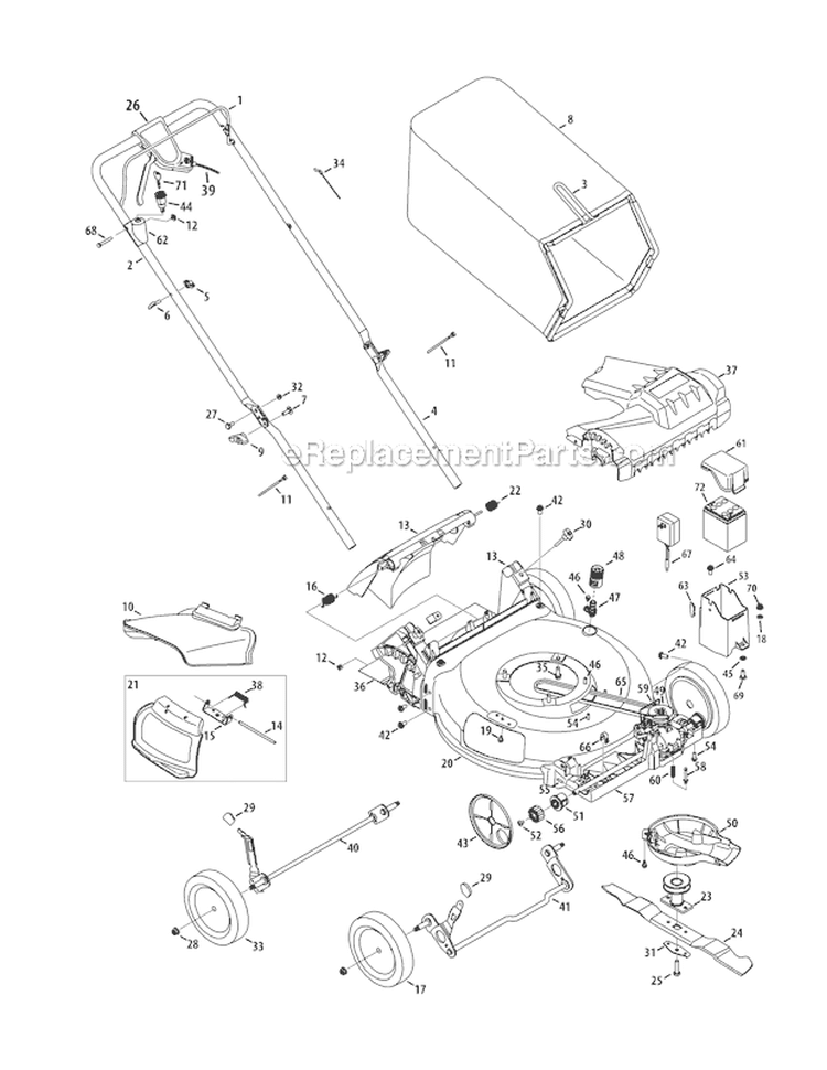 Page A Diagram and Parts List for 12AGA26E066 2011 Troy-Bilt Lawn Mower