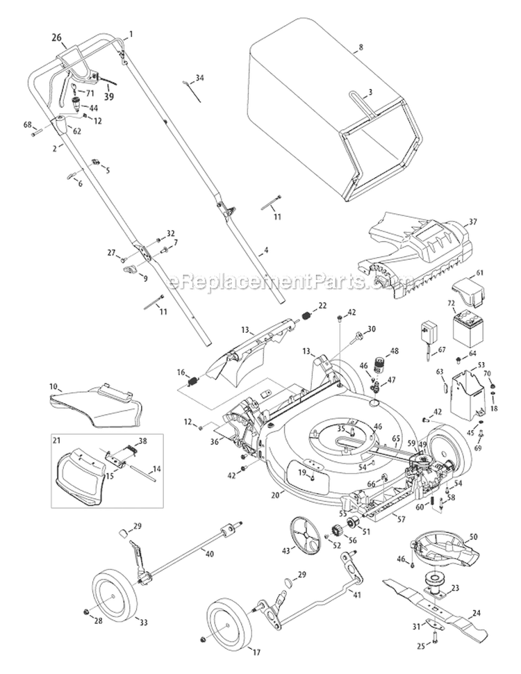 Page A Diagram and Parts List for 12AGA26G211 2012 Troy-Bilt Lawn Mower