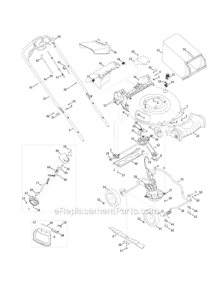 Page A Diagram and Parts List for 12AKC39B011 2011 Troy-Bilt Lawn Mower