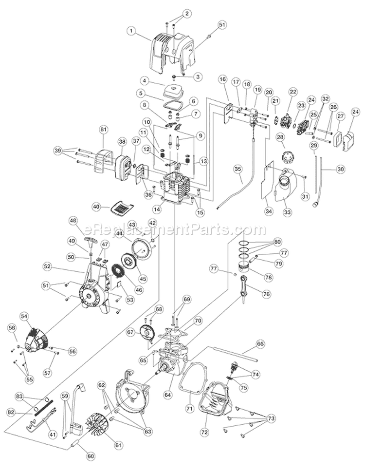 Page B Diagram and Parts List for Pony - 41ADT46C966 Troy-Bilt Trimmer