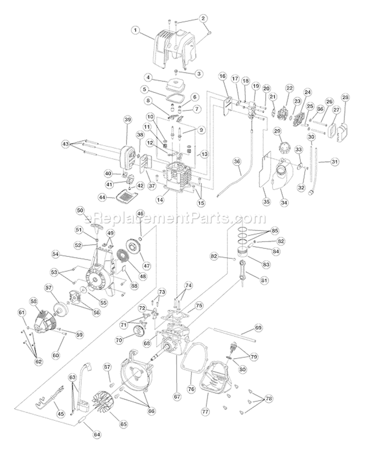 Page B Diagram and Parts List for 41ADT47C766 Troy-Bilt Trimmer