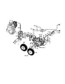 Speed Lever/Belt Drive/Engines/Wheels Diagram and Parts List for 2003 Troy-Bilt Tiller