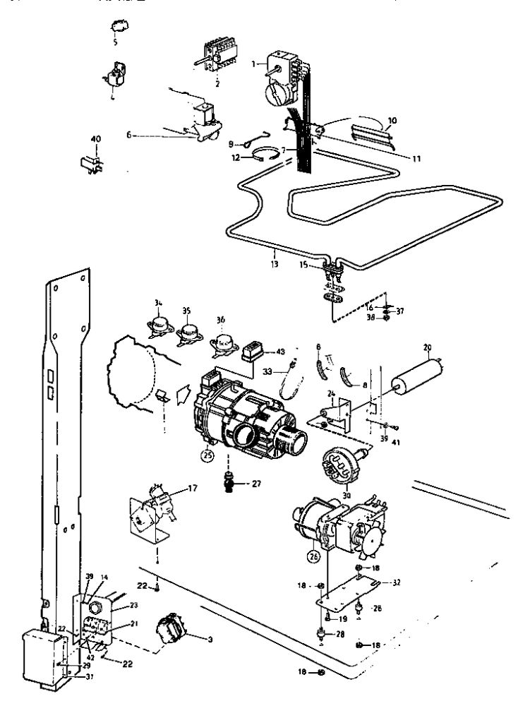 Electrical System Diagram and Parts List for  Viking Dishwasher