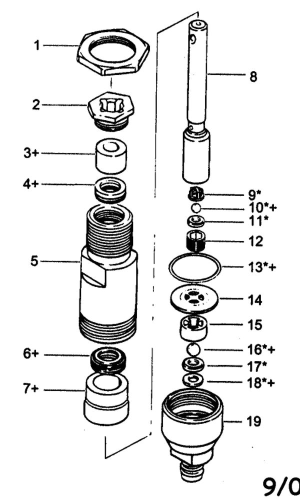 Fluid Section Diagram and Parts List for  Wagner Paint Sprayer