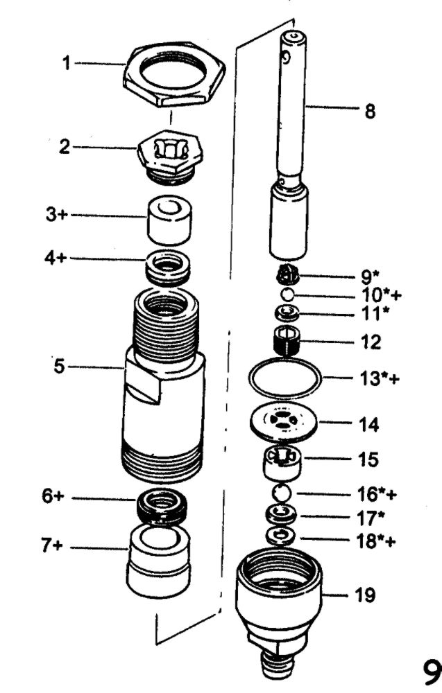 Fluid Section Diagram and Parts List for  Wagner Paint Sprayer