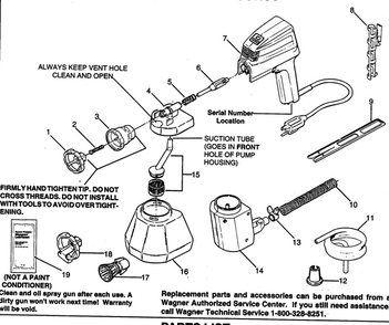 Paint Sprayer Diagram and Parts List for  Wagner Paint Sprayer