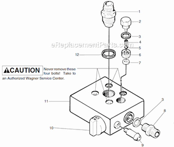 Paint Pump Assembly Diagram and Parts List for  Wagner Sprayer