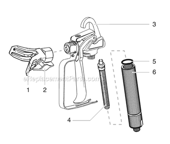 Spray Gun Diagram and Parts List for 0504923 Wagner Sprayer