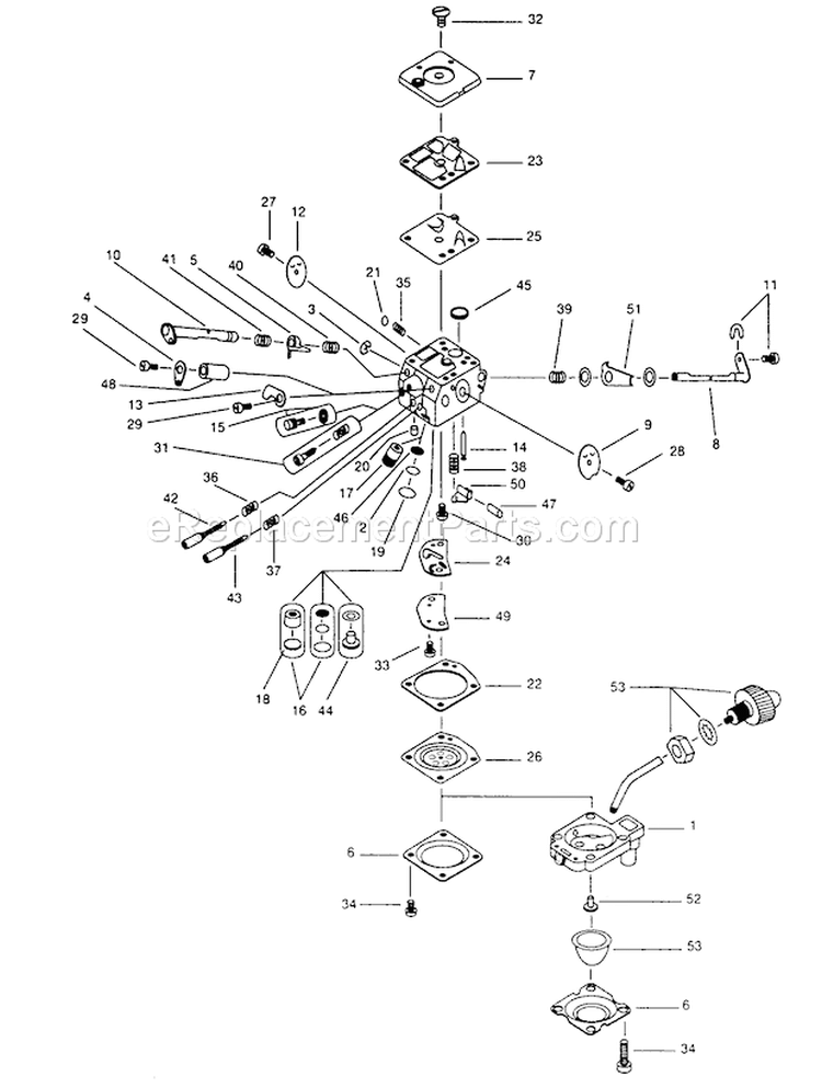 Page A Diagram and Parts List for  Walbro Engine